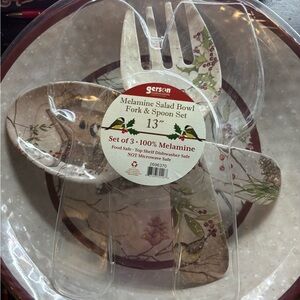 Melamine Salad Bowl Set - White and Brown